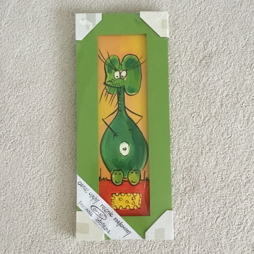 Whimsical Green Cartoon Mouse Wall Art